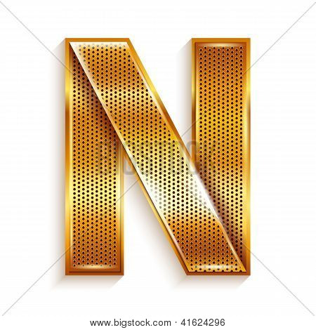 Letter metal gold ribbon - N