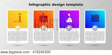 Set Car Air Pump, Gear Shifter, And Radiator Cooling System. Business Infographic Template. Vector