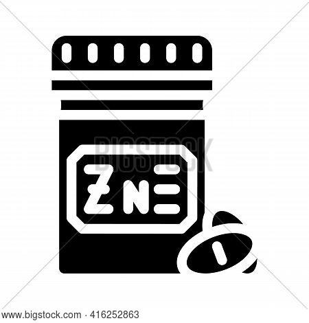 Zinc Pills Trace Elements Glyph Icon Vector. Zinc Pills Trace Elements Sign. Isolated Contour Symbol