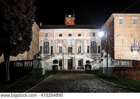 Castle Of Govone In Piedmont, Italy, At Night