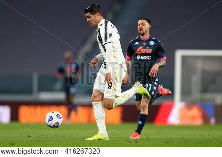 Torino, Italy. 07 April 2021. Alvaro Morata Of Juventus Fc  During The Serie A Match Between Juventu
