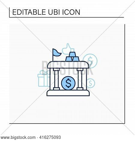 Sovereign Wealth Funds Line Icon. Investment Fund Place. Tax Storage.universal Basic Income Concept.