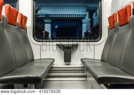 Electric Train Stadler Modern Interior With Leather Seats.