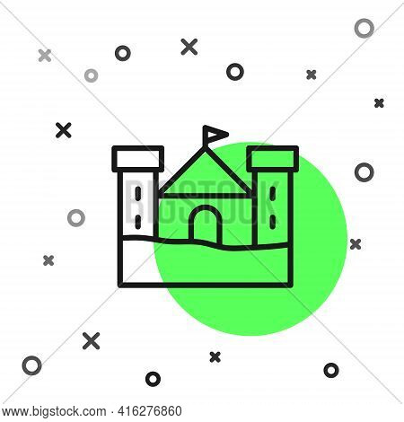 Black Line Sand Castle Icon Isolated On White Background. Vector