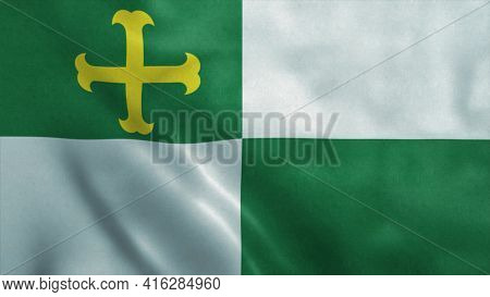 Comerio Flag, City Of Puerto Rico. 3d Illustration