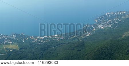 View Of The Black Sea Coast From The Yalta Yaila Plateau In Crimea.