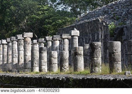 Ruins In Mayan Archeological Site Of Chichen Itza.
Mayan Archeological Site Of Chichen Itza, Yucatan