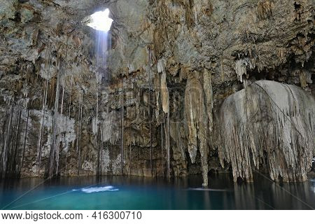 Cenote X-keken (dzitnup) Is Located 7 Km From Center Of Town Valladolid In Yucatan Peninsula, Mexico