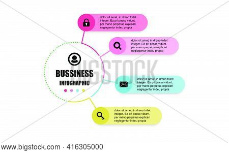 Presentation Business Infographic Design Template With Circle 4 Options. Vector Design Concept Label