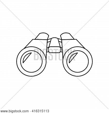 Linear Black White Binocular Icon. Can Be Used As A Sticker, Symbol Or Sign. Simple Stock Vector Ill