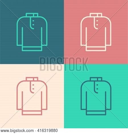 Pop Art Line Shirt Kurta Icon Isolated On Color Background. Vector
