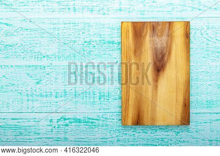 Multifunctional Wooden Chopping Board For Cutting Bread, Pizza Or Steak On Wood Background. Soace Fo