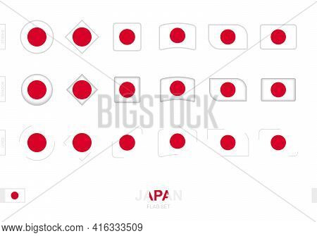 Japan Flag Set, Simple Flags Of Japan With Three Different Effects. Vector Illustration.