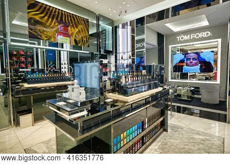 KUALA LUMPUR, MALAYSIA - CIRCA JANUARY, 2020: Tom Ford fragrances on display at Suria KLCC shopping mall in Kuala Lumpur.