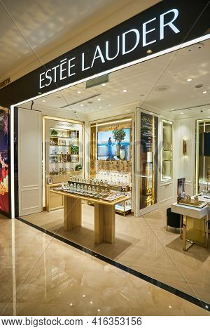 KUALA LUMPUR, MALAYSIA - CIRCA JANUARY, 2020: bottles of Aerin Estee Lauder fragrance sit on display at a store in Suria KLCC shopping mall in Kuala Lumpur.