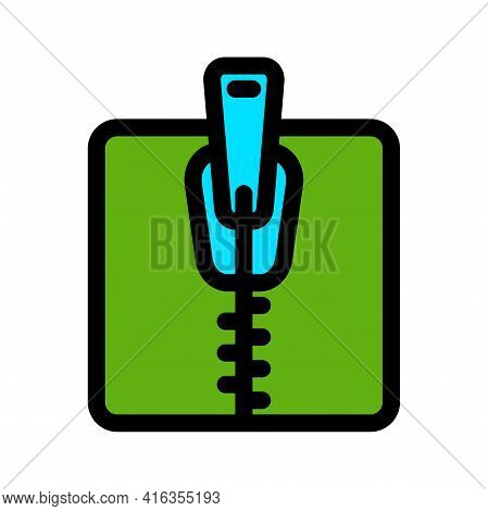 Zipper Tool Simple Style Color Icon. Close Zip Lock Tailor Pictogram. Textile And Fabric Zippers Fas