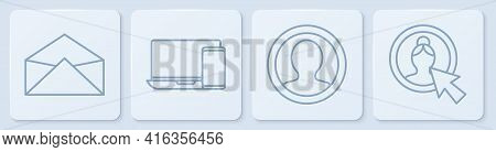 Set Line Envelope, Create Account Screen, Monitor And Phone And Create Account Screen. White Square 
