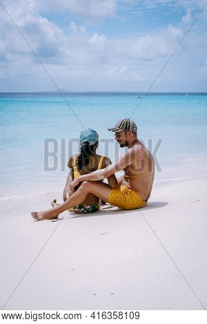Small Curacao Island Famous For Day Trips And Snorkeling Tours On White Beaches Blue Clear Ocean, Cu