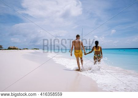 Small Curacao Island Famous For Day Trips And Snorkeling Tours On White Beaches Blue Clear Ocean, Cu