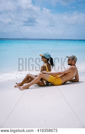 Small Curacao Island Famous For Day Trips And Snorkeling Tours On White Beaches Blue Clear Ocean, Cu