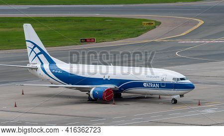 July 2, 2019, Moscow, Russia. An Atran Boeing 737 Cargo Plane On The Airfield Of Vnukovo Airport.