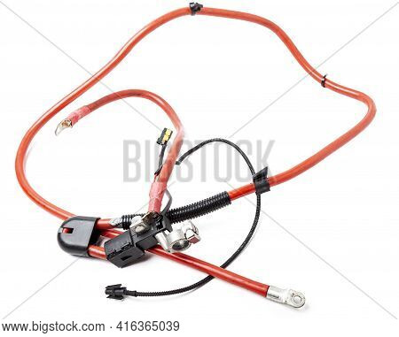 Automotive Wiring Harness With Positive Battery Terminal And Squib For Disconnection In Case Of An A
