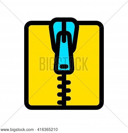 Zipper Tool Simple Style Color Icon. Close Zip Lock Tailor Pictogram. Textile And Fabric Zippers Fas