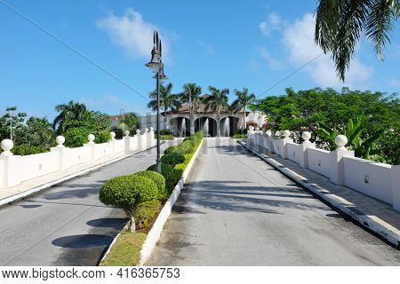 PUNTA CANA, DOMINICAN REPUBLIC - DEC 21, 2016:Main Drive Entrance to Dreams Punta Cana in the Dominican Republic. The resort is one of several properties in the AMResorts Collection.