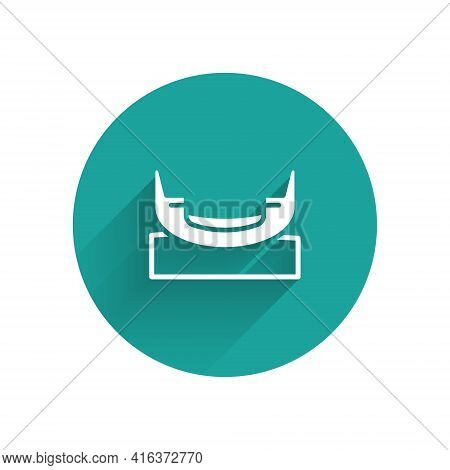 White Boat Swing Icon Isolated With Long Shadow. Childrens Entertainment Playground. Attraction Ridi