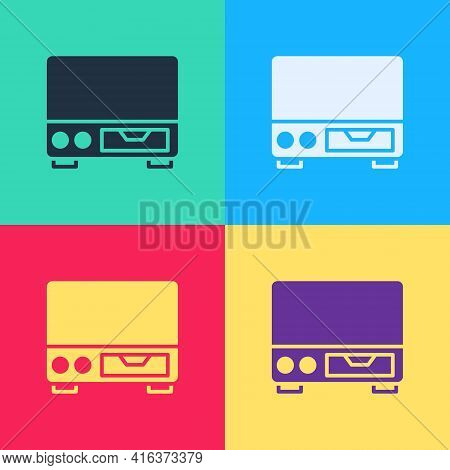 Pop Art Old Video Cassette Player Icon Isolated On Color Background. Old Beautiful Retro Hipster Vid