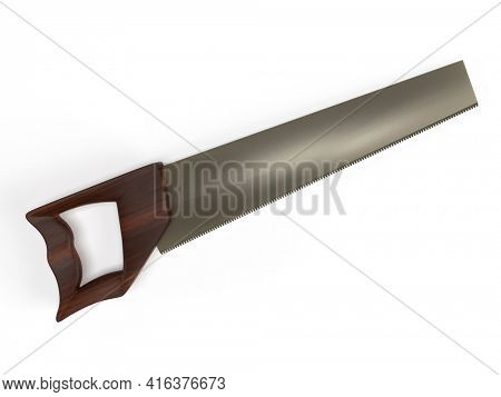 Classic hack saw isolated on white background. 3D rendering