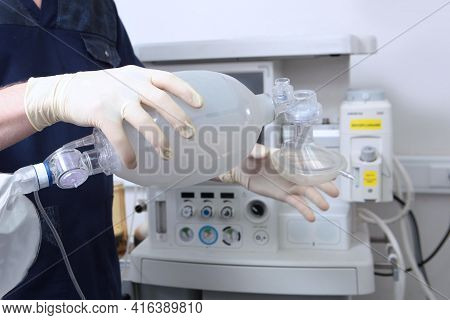 Checking The Spare Set Of Medical Equipment.preparation Of Equipment For Surgery Under General Anest