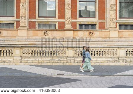 July 2020. London. People By The Victoria And Albert Or V And A Museum, London, England