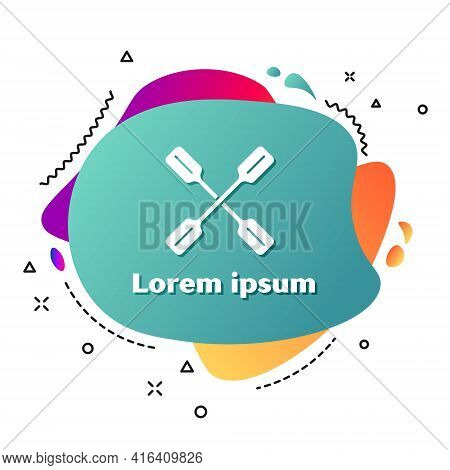 White Paddle Icon Isolated On White Background. Paddle Boat Oars. Abstract Banner With Liquid Shapes