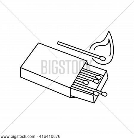 Linear Black White Matchbox Icon. Can Be Used As A Sticker, Symbol Or Sign. Simple Stock Vector Illu