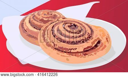 Hot Homemade French Buns Freshly Baked In The Oven