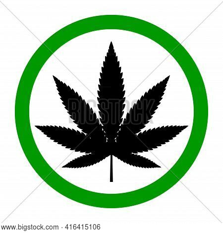 Mariuhana Leaf Symbol, Free Marijuana Or Hemp Icon, Cannabis Medical Sign, Weed Drug Vector Illustra