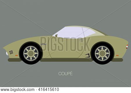 Hardtop Car, Vector Flat Design Car, Side View Of Car, Automobile