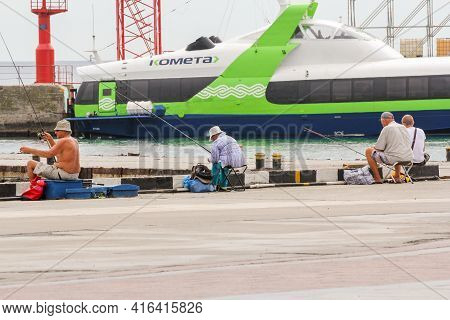 Yalta, Crimea - 4 September, Fishermen On The Embankment, 4 September, 2020.\nboat Trip From Yalta T