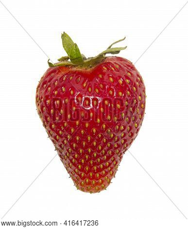 Red Strawberry With Tail Isolated On White. Png File Has Transparent Background. Juicy Fruits. Healt