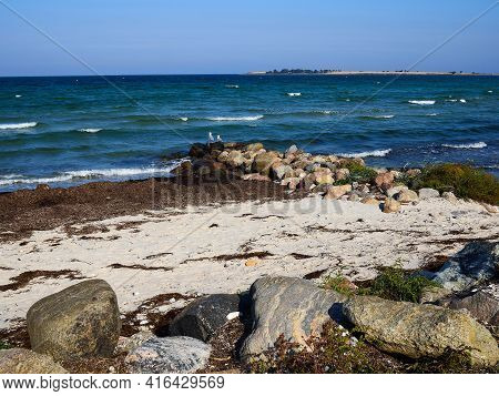 Typical Beautiful Natural Danish Coastline Beach Landscape In The Summe Aero Island Fyn Funen Denmar