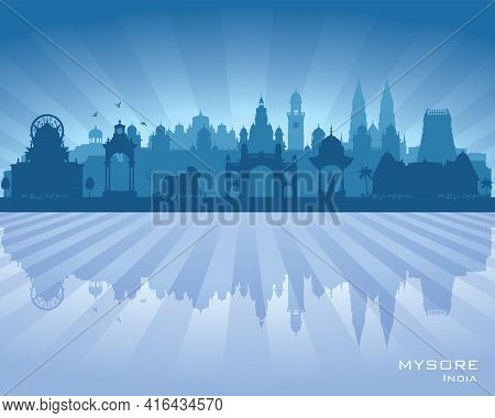 Mysore India City Skyline Vector Silhouette