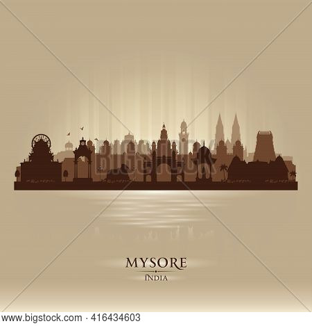 Mysore India City Skyline Vector Silhouette