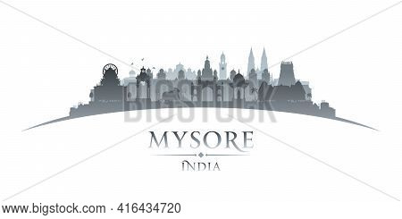 Mysore India City Silhouette White Background