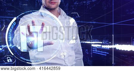 It Consultant Presenting Tag Cloud About Information Technology