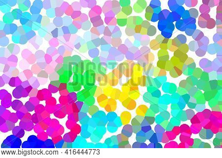 Multi-colored Bright Dotted Strokes. Beautiful Background In The Style Of Pointillism. Modern Art.