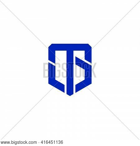 Letter Tg Emblem Geometric Shield Line Logo Vector
