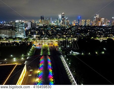 Aerial Drone View Of The Indonesia Parliament Complex, Which Is Also Known As The Dpr/mpr Building W