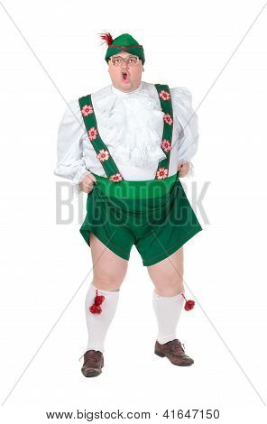 ドイツのバイエルンの服を着て変な脂肪男