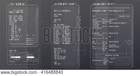 Hud Interface Elements With Part Of The Code Assembly.